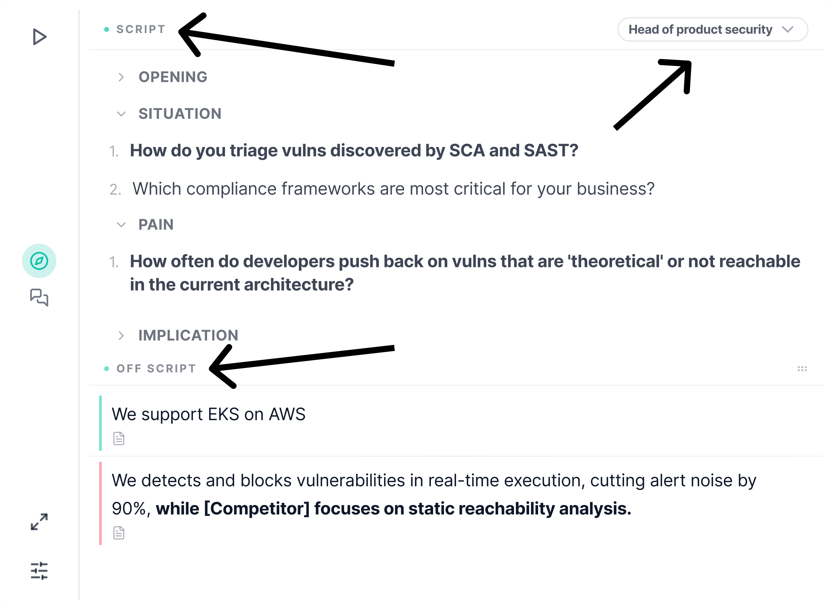 Labeled Commit in-call window with Discovery panel and Product Insights