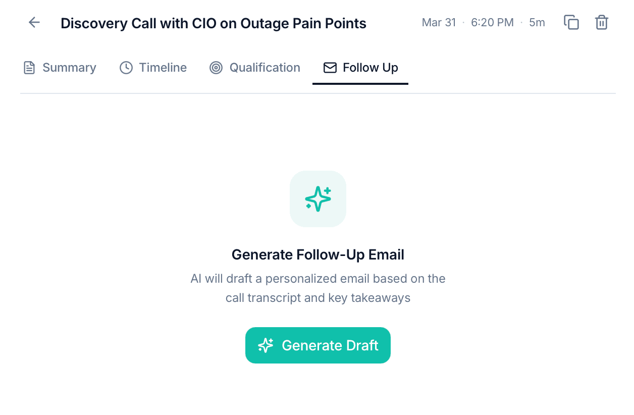 Generated follow-up email draft